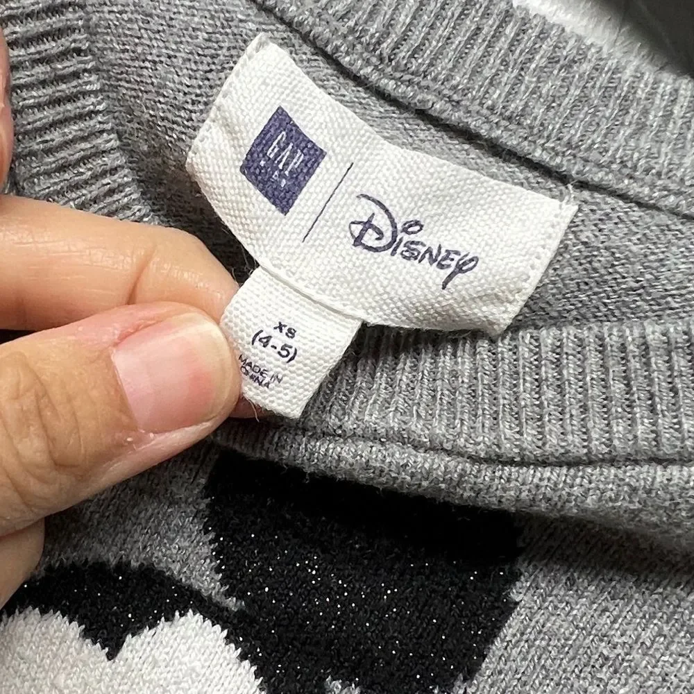 Gap Kids Mickey Mouse Polka Dot sweater Dress Size XS 4-5 Cotton Gray